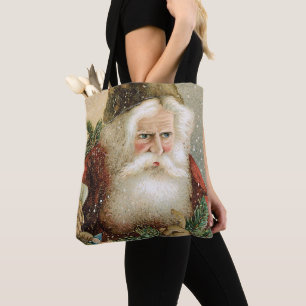 Oud Kerstmis, Victoriaanse Kerstman met Dennentakk Tote Bag
