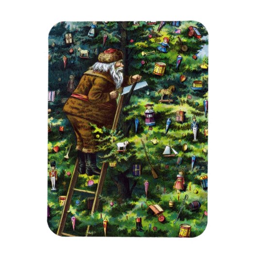 Oud Kerstmis, Victoriaanse Kerstman met Kerstboom Magneet (Verticaal)
