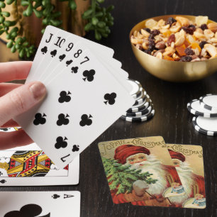 Oud Kerstmis, Victoriaanse Kerstman met Kerstboom Pokerkaarten