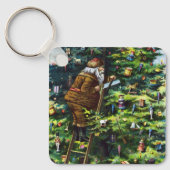 Oud Kerstmis, Victoriaanse Kerstman met Kerstboom Sleutelhanger (Voorkant)