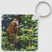 Oud Kerstmis, Victoriaanse Kerstman met Kerstboom Sleutelhanger (Achterkant)