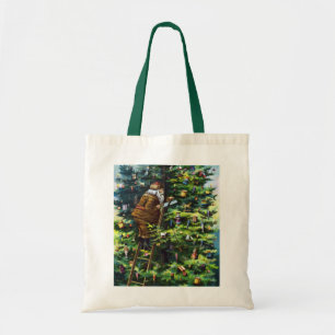 Oud Kerstmis, Victoriaanse Kerstman met Kerstboom Tote Bag