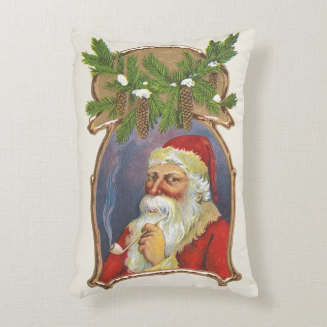 Oud Kerstmis, Victoriaanse Kerstman met Pijp Accent Kussen (Voorkant(Verticaal))
