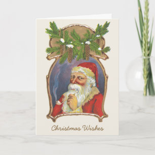 Oud Kerstmis, Victoriaanse Kerstman met Pijp Feestdagen Kaart