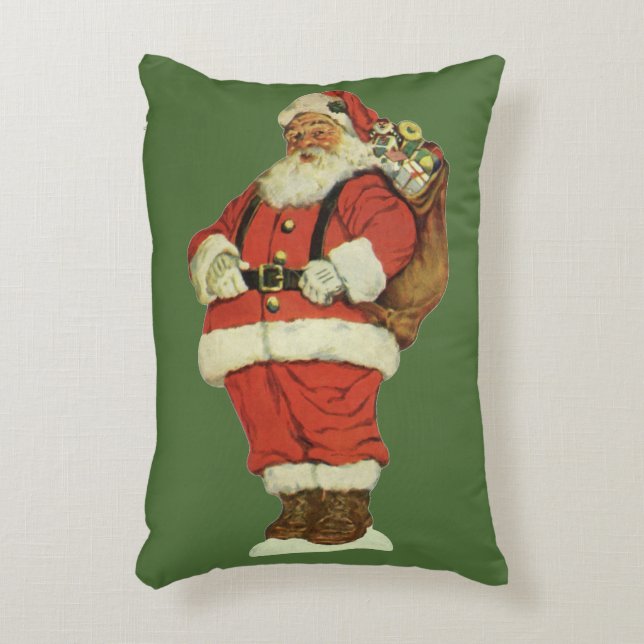 Oud Kerstmis, Victoriaanse Kerstman met Speelgoed Accent Kussen (Voorkant(Verticaal))