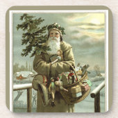 Oud Kerstmis, Victoriaanse Kerstman met Speelgoed Bier Onderzetter (Voorkant)