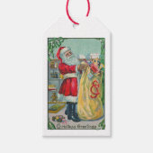 Oud Kerstmis, Victoriaanse Kerstman met Speelgoed Cadeaulabel (Voorkant)