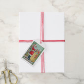 Oud Kerstmis, Victoriaanse Kerstman met Speelgoed Cadeaulabel (Met Touw)