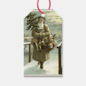 Oud Kerstmis, Victoriaanse Kerstman met Speelgoed Cadeaulabel (Voorkant)