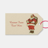 Oud Kerstmis, Victoriaanse Kerstman met Speelgoed Cadeaulabel (Voorkant (Horizontaal))