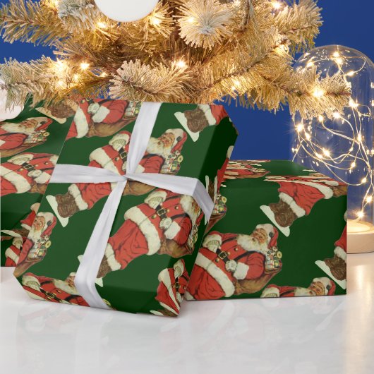 Oud Kerstmis, Victoriaanse Kerstman met Speelgoed Cadeaupapier (Feestdagen)