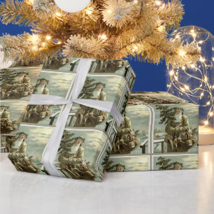 Oud Kerstmis, Victoriaanse Kerstman met Speelgoed Cadeaupapier