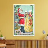 Oud Kerstmis, Victoriaanse Kerstman met Speelgoed Canvas Afdruk (Insitu (Woonkamer))
