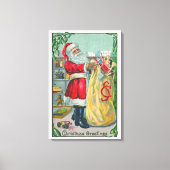 Oud Kerstmis, Victoriaanse Kerstman met Speelgoed Canvas Afdruk (Voorkant)