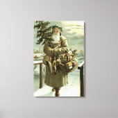 Oud Kerstmis, Victoriaanse Kerstman met Speelgoed Canvas Afdruk (Voorkant)