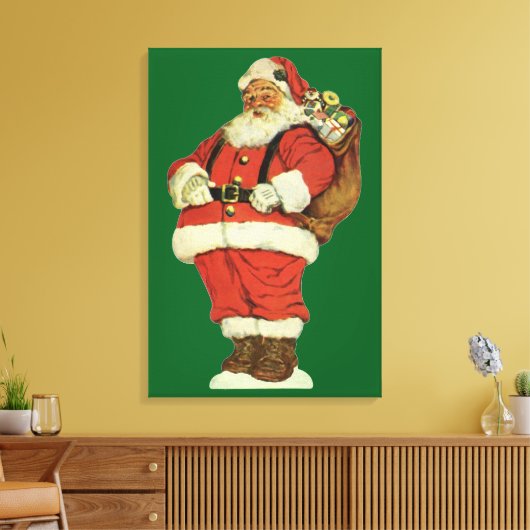 Oud Kerstmis, Victoriaanse Kerstman met Speelgoed Canvas Afdruk (Insitu (Woonkamer))