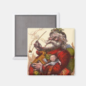 Oud Kerstmis, Victoriaanse Kerstman Met Speelgoed Magneet (Voorkant / Achterkant)