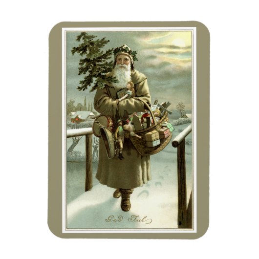 Oud Kerstmis, Victoriaanse Kerstman met Speelgoed Magneet (Verticaal)