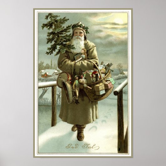 Oud Kerstmis, Victoriaanse Kerstman met Speelgoed Poster (Voorkant)