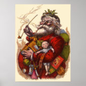 Oud Kerstmis, Victoriaanse Kerstman Met Speelgoed Poster (Voorkant)