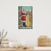 Oud Kerstmis, Victoriaanse Kerstman met Speelgoed Poster (Keuken)
