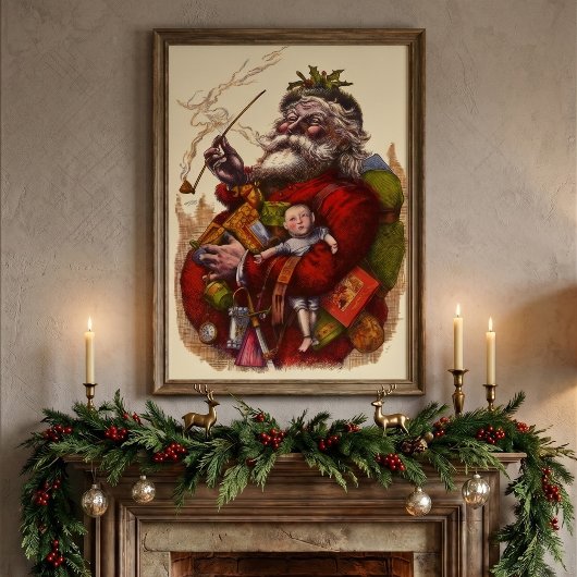 Oud Kerstmis, Victoriaanse Kerstman Met Speelgoed Poster