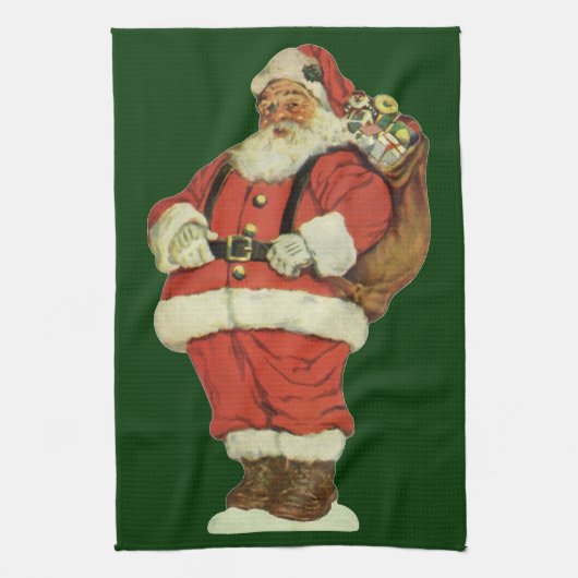 Oud Kerstmis, Victoriaanse Kerstman met Speelgoed Theedoek (Verticaal)