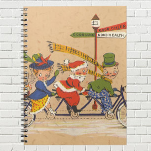 Oud Kerstmis, Victoriaanse Kerstman op Fiets Notitieboek