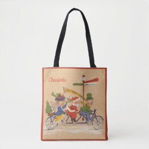Oud Kerstmis, Victoriaanse Kerstman op fiets Tote Bag