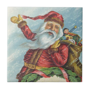 Oud Kerstmis, Victoriaanse Kerstman op krans Tegeltje