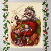 Oud Kerstmis, Victoriaanse Kerstman Pijp Speelgoed Poster