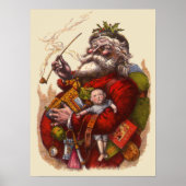 Oud Kerstmis, Victoriaanse Kerstman Pijp Speelgoed Poster (Voorkant)