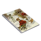 Oud Kerstmis, Victoriaanse kinderen sleeën hond Notitieboek (Rechterzijde)