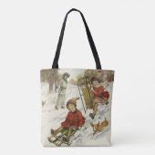 Oud Kerstmis, Victoriaanse kinderen sleeën hond Tote Bag (Achterkant)