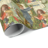 Oud Kerstmis, Victoriaanse kinderen versieren Cadeaupapier (Rol Hoek)
