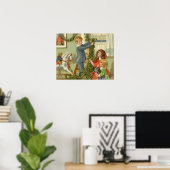 Oud Kerstmis, Victoriaanse kinderen versieren Poster (Thuiskantoor)
