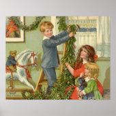 Oud Kerstmis, Victoriaanse kinderen versieren Poster (Voorkant)