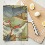 Oud Kerstmis, Victoriaanse kinderen versieren Theedoek (Quarter Fold)