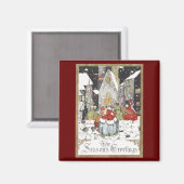 Oud Kerstmis Victoriaanse mensen gaan naar de kerk Magneet (Voorkant / Achterkant)