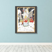 Oud Kerstmis Victoriaanse mensen op weg naar de ke Canvas Afdruk (Insitu (Houten vloer))