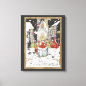 Oud Kerstmis Victoriaanse mensen op weg naar de ke Canvas Afdruk (Voorkant)