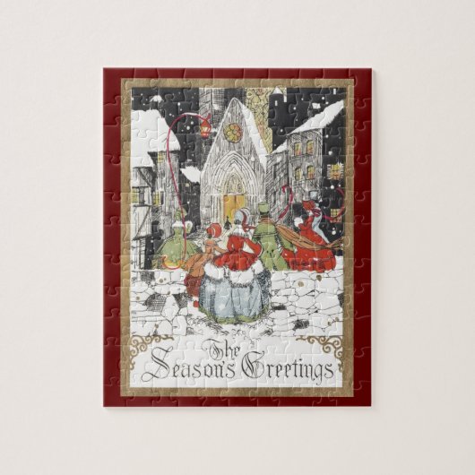 Oud Kerstmis Victoriaanse mensen op weg naar de ke Legpuzzel (Verticaal)