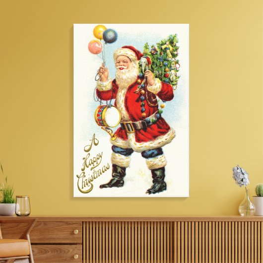 Oud Kerstmis, Victoriaanse Sinterklaas Ballonnen Canvas Afdruk (Insitu (Woonkamer))