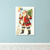 Oud Kerstmis, Victoriaanse Sinterklaas Ballonnen Canvas Afdruk (Insitu (Houten vloer))