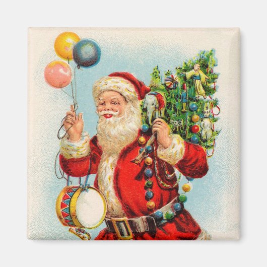 Oud Kerstmis, Victoriaanse Sinterklaas Ballonnen Magneet (Voorkant)