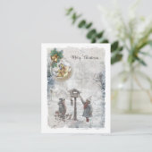 Oud Kerstmis Vogels & Ornament Feestdagenkaart (Staand voorkant)