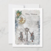 Oud Kerstmis Vogels & Ornament Feestdagenkaart (Voorkant)
