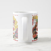 Oud Kerstmis, vrolijke Kerstman met cadeaus Grote Koffiekop (Achterkant)