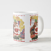Oud Kerstmis, vrolijke Kerstman met cadeaus Grote Koffiekop (Voorkant rechts)