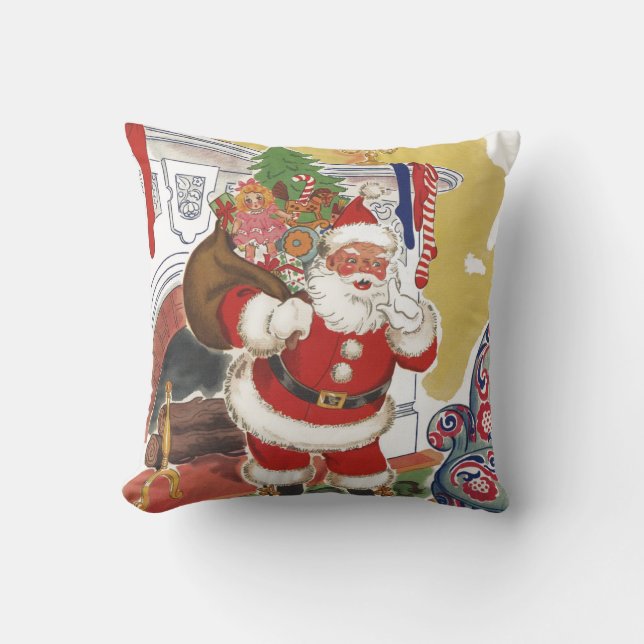 Oud Kerstmis, vrolijke Kerstman met cadeaus Kussen (Voorkant)